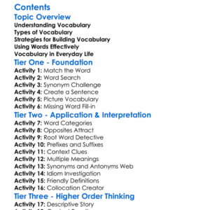 Vocabulary Development And Word Usage Worksheet Activity Booklet