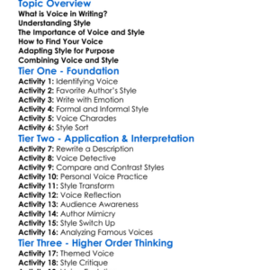 Voice And Style Worksheet Activity Booklet