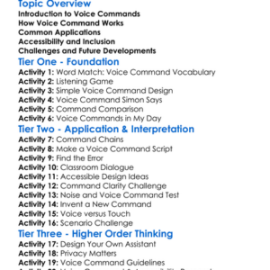 Voice Command Integration Worksheet Activity Booklet