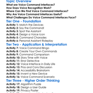 Voice Command Interfaces Worksheet Activity Booklet