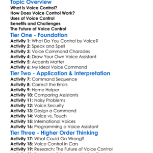 Voice Control Worksheet Activity Booklet