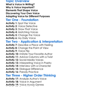Voice In Writing Worksheet Activity Booklet