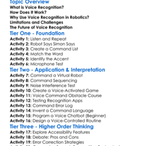 Voice Recognition In Robotics Worksheet Activity Booklet