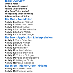Voice Worksheet Activity Booklet