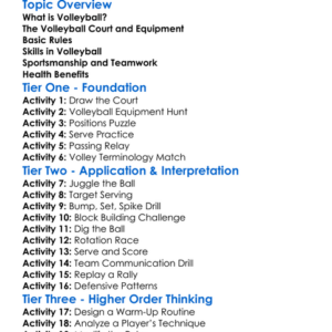 Volleyball Basics Worksheet Activity Booklet