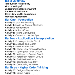 Voltage Current And Resistance Worksheet Activity Booklet
