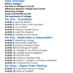 Voltage Worksheet Activity Booklet