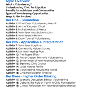 Volunteering And Civic Participation Worksheet Activity Booklet