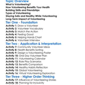 Volunteering And Health Worksheet Activity Booklet