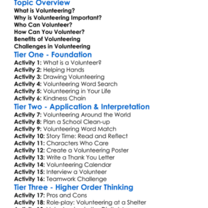 Volunteering Worksheet Activity Booklet