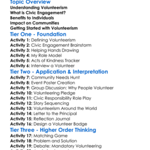 Volunteerism And Civic Engagement Worksheet Activity Booklet