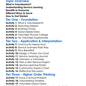 Volunteerism And Service Learning Worksheet Activity Booklet