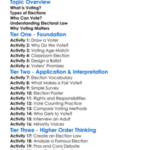Voting And Electoral Law Worksheet Activity Booklet