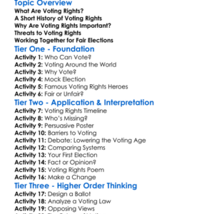 Voting Rights Worksheet Activity Booklet