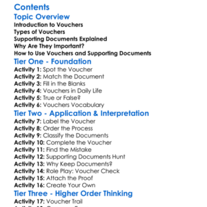 Vouchers And Supporting Documents Worksheet Activity Booklet