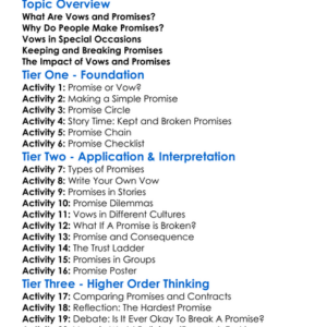 Vows And Promises Worksheet Activity Booklet