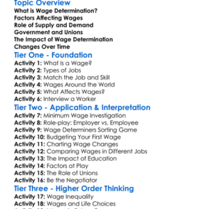 Wage Determination Worksheet Activity Booklet