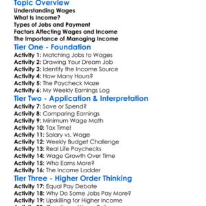 Wages And Income Worksheet Activity Booklet