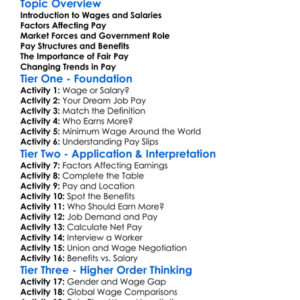 Wages And Salary Determination Worksheet Activity Booklet