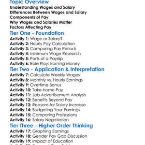Wages And Salary Worksheet Activity Booklet