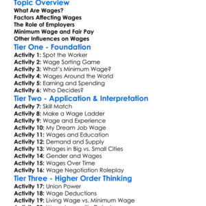 Wages And Wage Determination Worksheet Activity Booklet