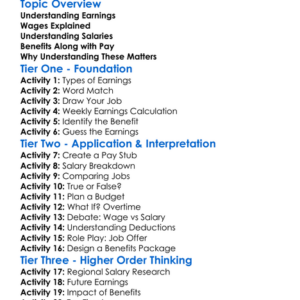 Wages Salaries And Benefits Worksheet Activity Booklet