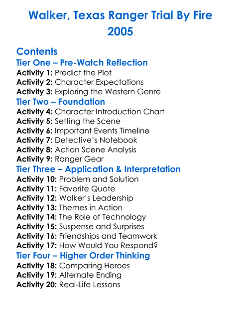 Walker Texas Ranger Trial By Fire 2005 Worksheet Activity Booklet