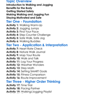 Walking And Jogging Worksheet Activity Booklet