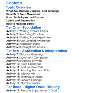 Walking Jogging And Running Techniques Worksheet Activity Booklet