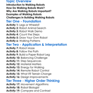 Walking Robots Worksheet Activity Booklet