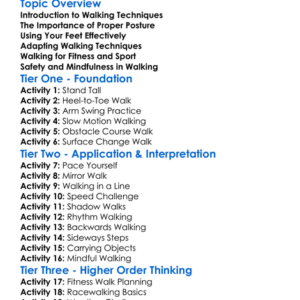 Walking Techniques Worksheet Activity Booklet
