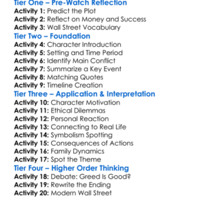 Wall Street 1987 Worksheet Activity Booklet