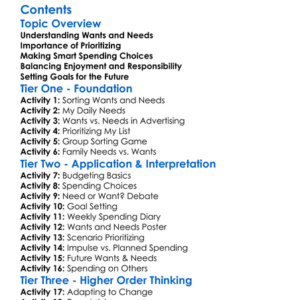 Wants Needs And Prioritizing Spending Worksheet Activity Booklet