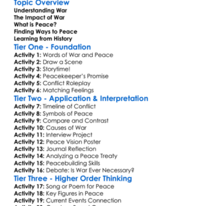 War And Peace Worksheet Activity Booklet