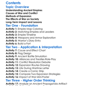 War Conflict And Expansion Of Ancient Empires Worksheet Activity Booklet