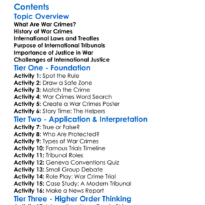 War Crimes And International Tribunals Worksheet Activity Booklet