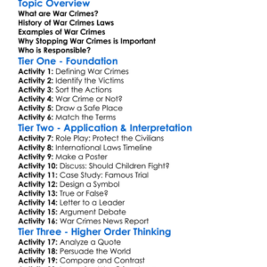 War Crimes Worksheet Activity Booklet