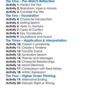 War For The Planet Of The Apes 2017 Worksheet Activity Booklet