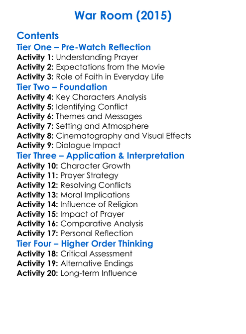 War Room 2015 Worksheet Activity Booklet