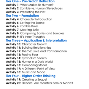 Warm Bodies 2013 Worksheet Activity Booklet