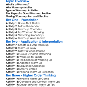 Warm-Up Routines Worksheet Activity Booklet