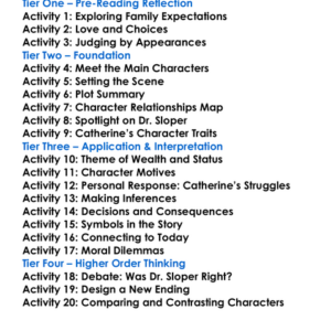 Washington Square Henry James Worksheet Activity Booklet