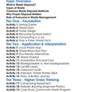 Waste Disposal Methods Worksheet Activity Booklet