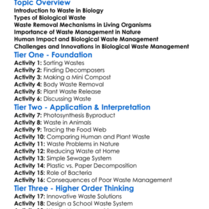 Waste Management In Biology Worksheet Activity Booklet