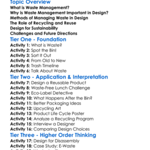 Waste Management In Design Worksheet Activity Booklet