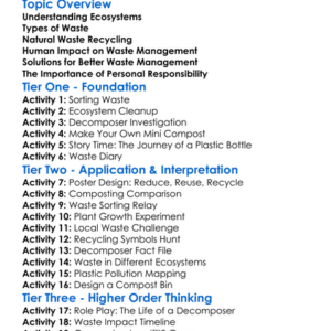 Waste Management In Ecosystems Worksheet Activity Booklet
