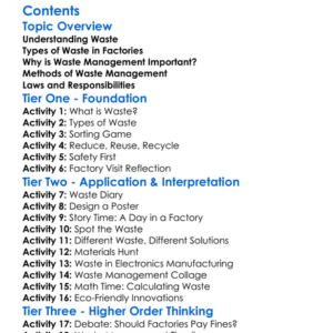 Waste Management In Manufacturing Worksheet Activity Booklet