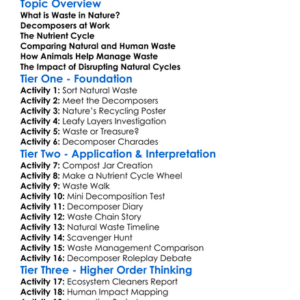 Waste Management In Nature Worksheet Activity Booklet