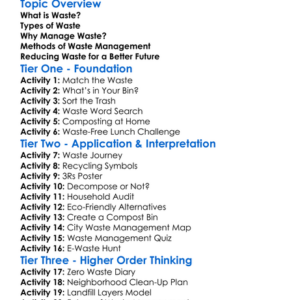 Waste Management Worksheet Activity Booklet