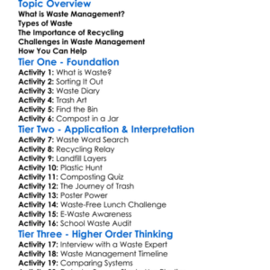 Waste Management Worksheet Activity Booklet